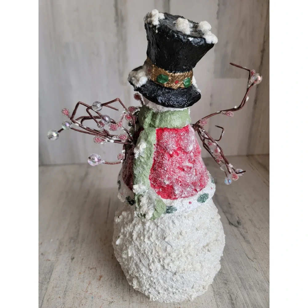 Vintage glitter snowman plaster Xmas mistletoe unique pinecone home decor